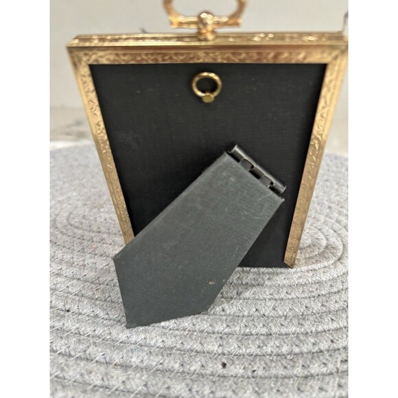 Vintage Bubble/convex Glass Footed Gold Metal Photo Frame MCM Easel - Picture 4 of 6